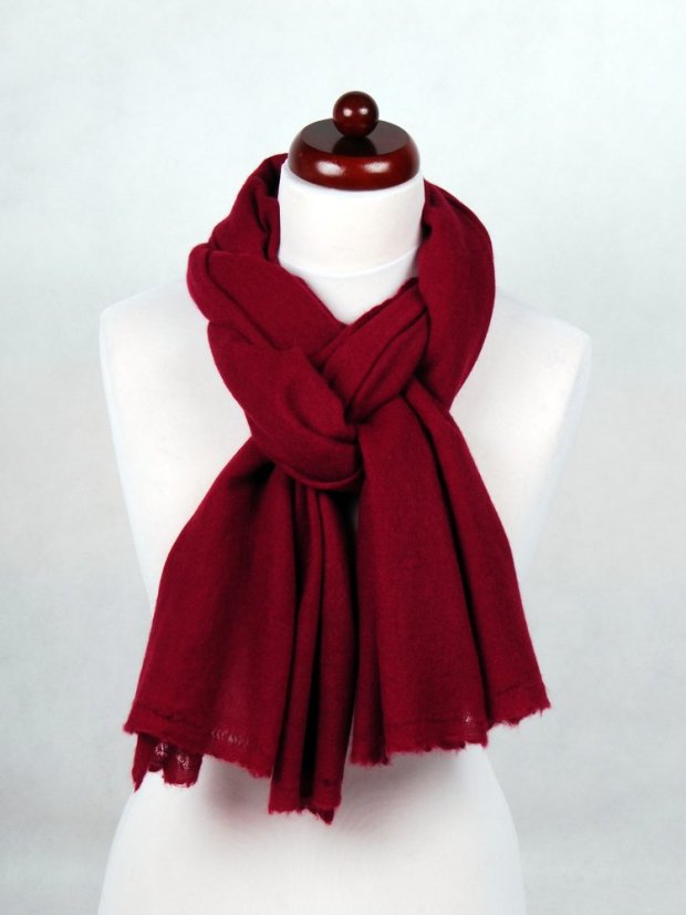 100% Kaschmir-Schal groß dunkelrot