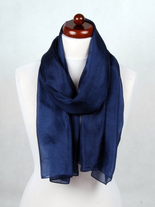 Hedvábná šála jednobarevná tmavě modrá II