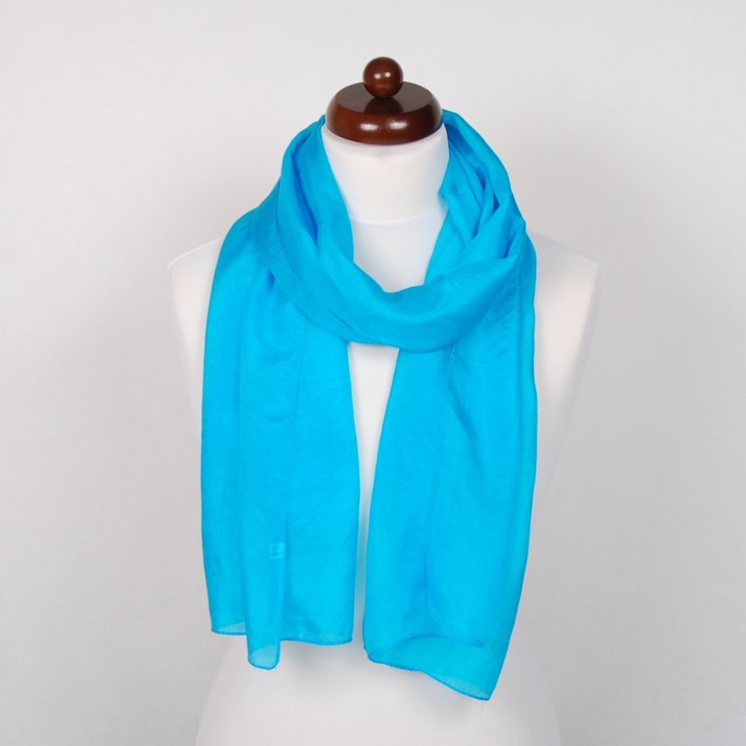 Hodvábny šál jednofarebný tyrkysový