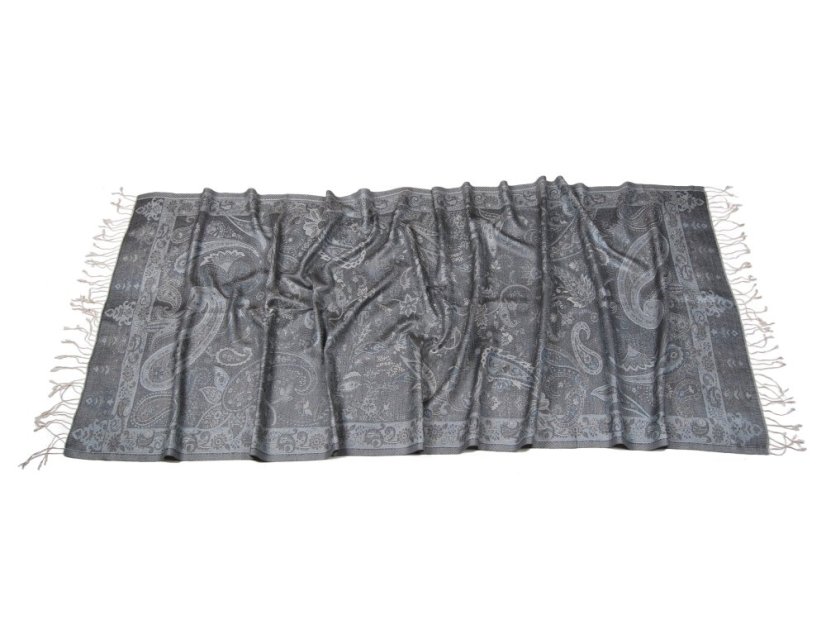 Hodvábny šál Super veľký smotanovo-modrošedý