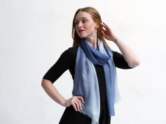 Prstýnková pašmína exclusive ombré šedomodrá