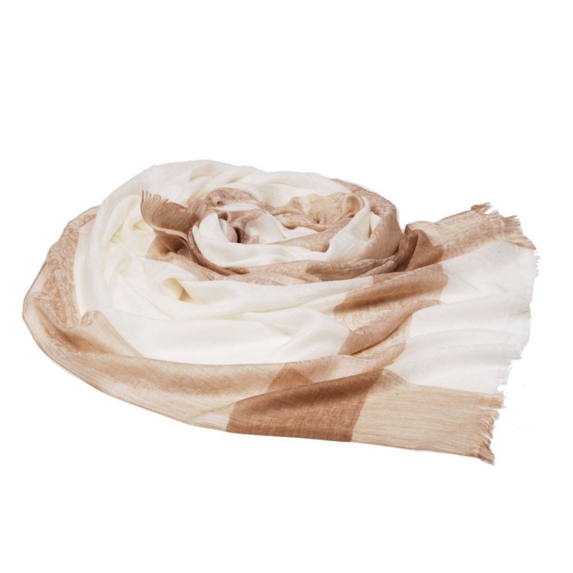 Originálna kašmírová pašmína smotanová so svetlohnedou farbou