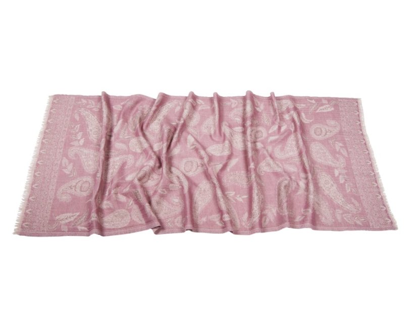 Šála z merino vlny světle růžová s šedou