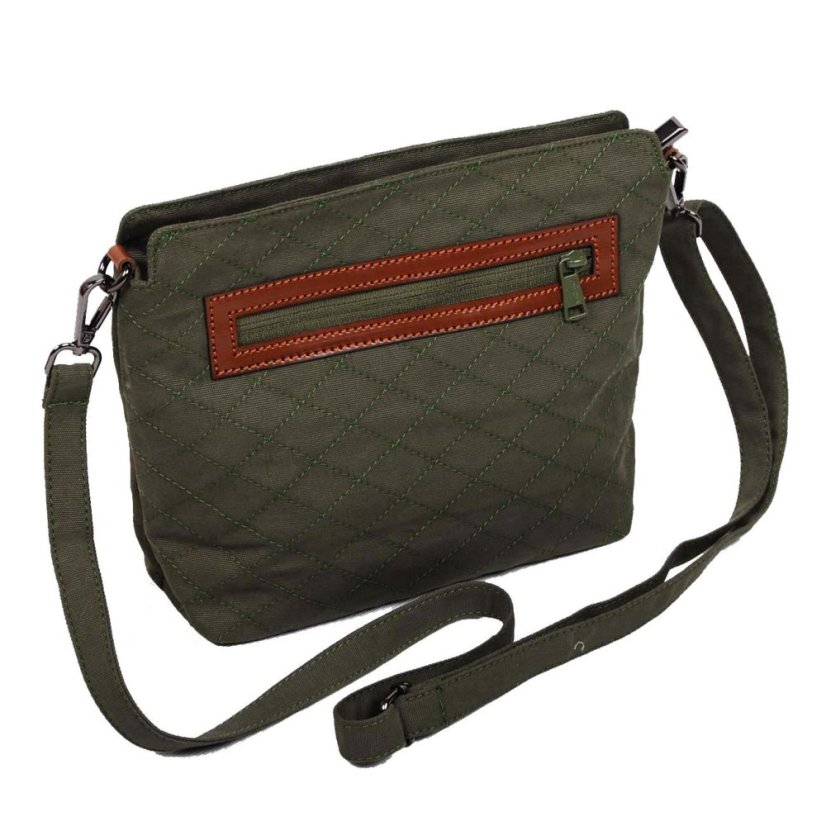 Tibetische Handtasche crossbody Tharpa Khorlo dunkelgrün-grau