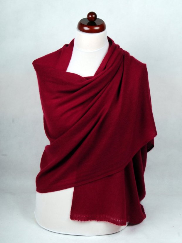 100% Kaschmir-Schal groß dunkelrot