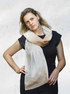 Kaschmirische Pashmina exklusiv creme mit Goldfarbe