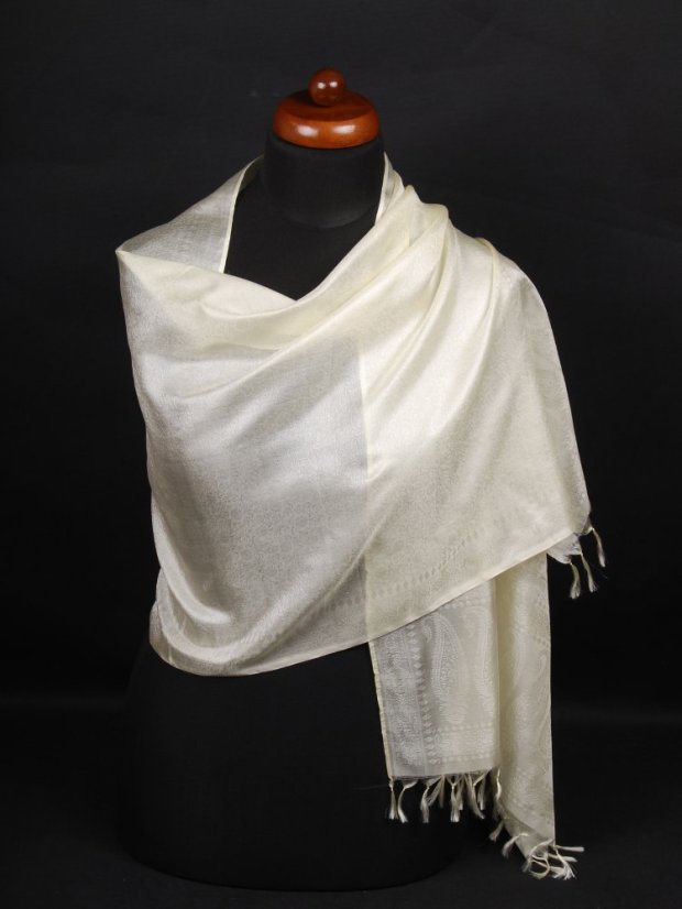 Hedvábná šála z Váránasí světle žlutá