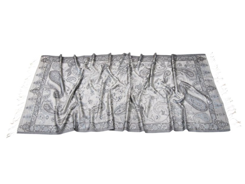 Hodvábny šál Super veľký smotanovo-modrošedý