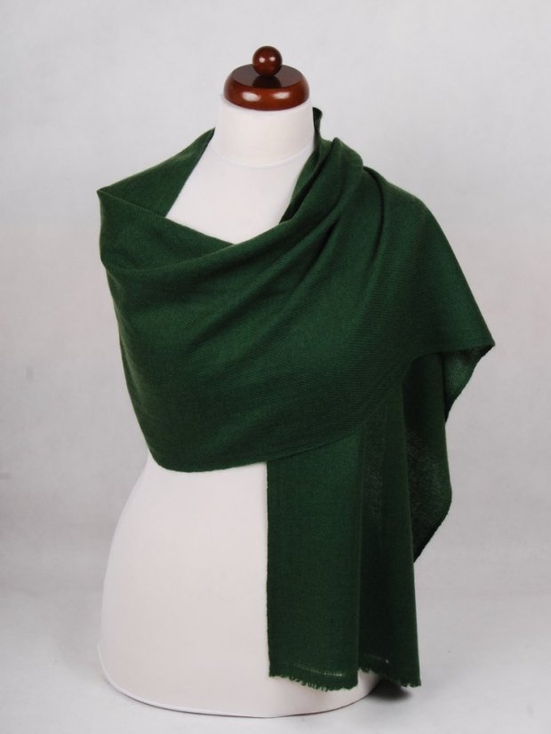 100% kašmírová šála exclusive úzká tmavě zelená