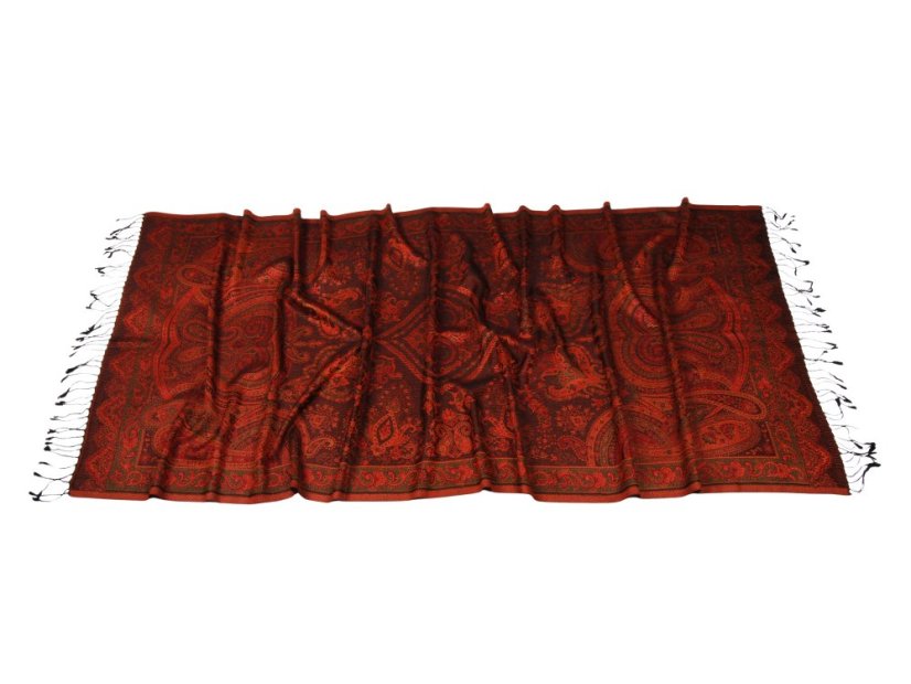 Hedvábná šála Super velká Drolma černo-měděná