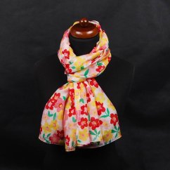 Seidenschal mit Aufdruck groß mit Gelb und Rosa