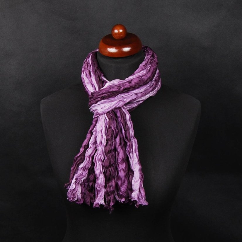 Hedvábná šála mačkaná fialovošedá