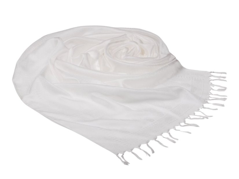 Hodvábny šál z Váránasí biely