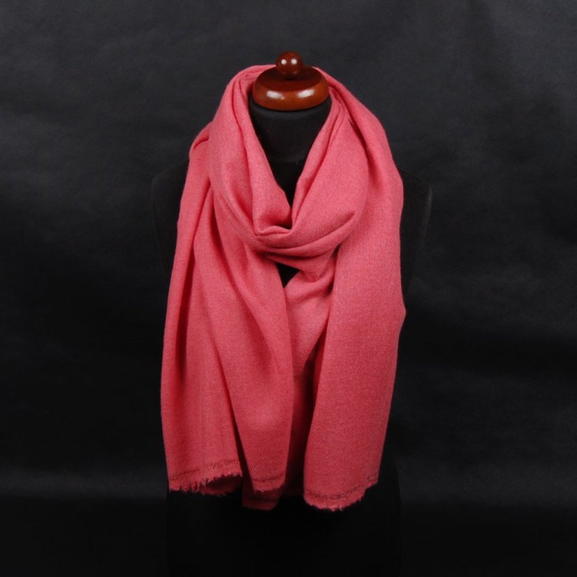 100% Kaschmir-Schal groß korallenrosa