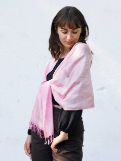 Seidenschal aus Varanasi rosa-cremefarben