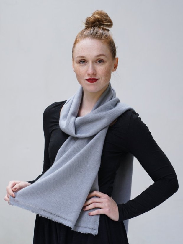 100% Kaschmirschal exklusiv schmal grau