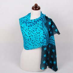 Hodvábny šál s potlačou tyrkysovo-čierny