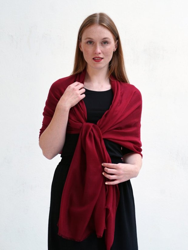 Prstienková pašmína exclusive vínová