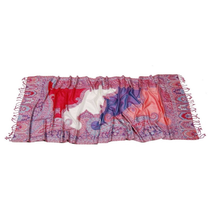 Viskoseschal cutting dunkelrosa mit Weiß und Rot