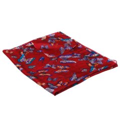 Hedvábná šála s potiskem velká vínová s tmavě modrou