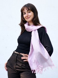 Hedvábná šála z Váránasí světle růžovo-světle šedá
