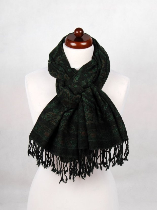 Schal aus Merinowolle dunkelgrün