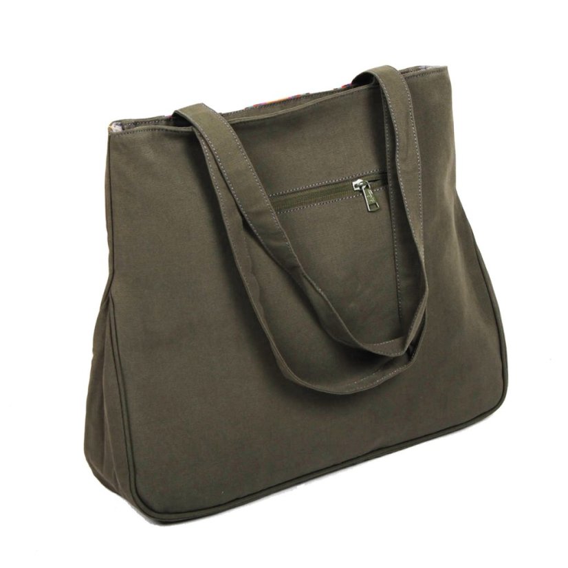 Tibetische Handtasche Tote Samye Druk graugrün