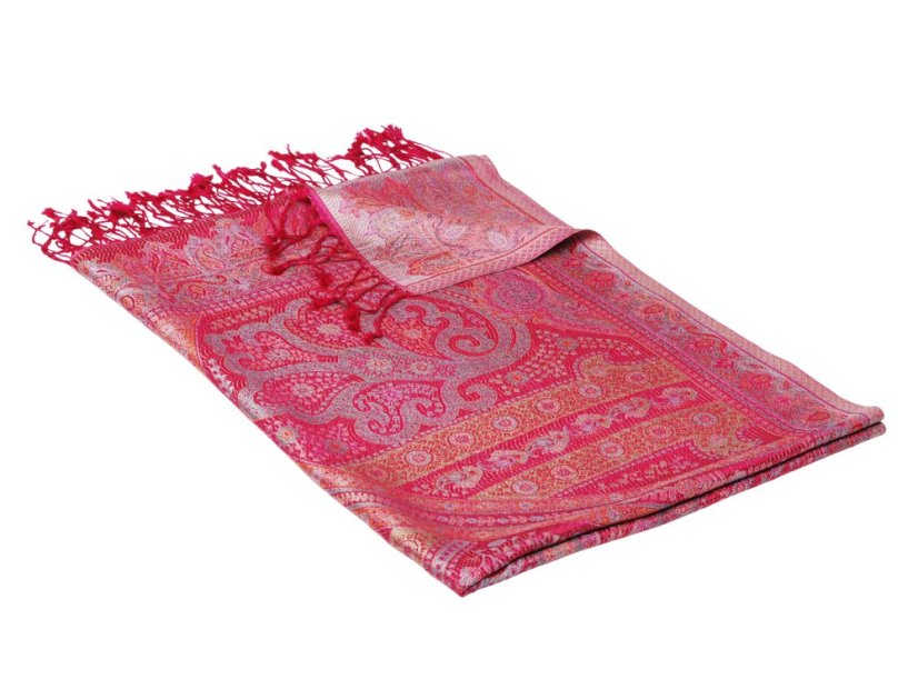 Hodvábny šál Super veľký Drolma vo farbe magenta
