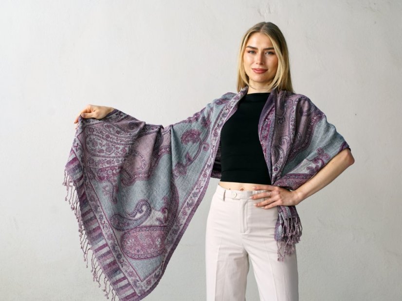 Schal aus Merinowolle lila