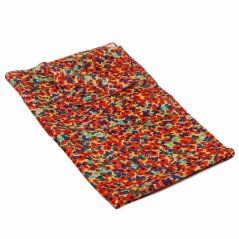 Hedvábná šála s potiskem tmavě žluto-tmavě oranžovo-červená