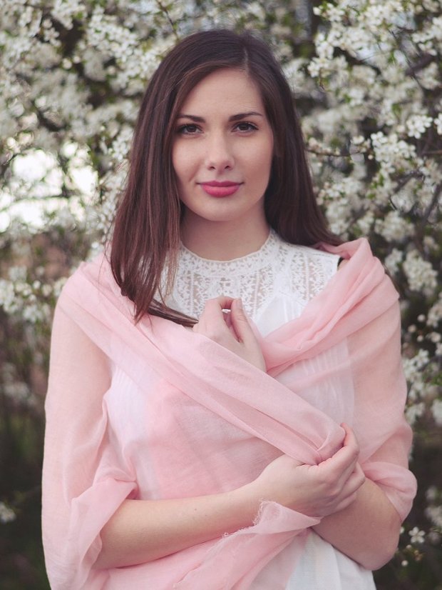 Ring-pashmina exklusiv hellrosa