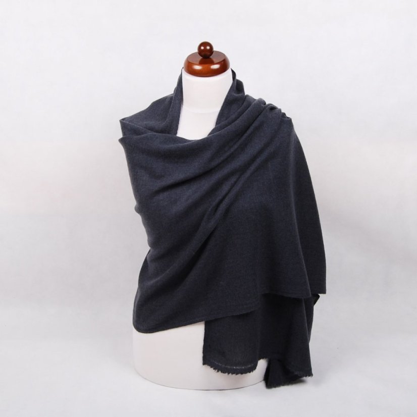 100% Kaschmir-Schal groß dunkelgrau