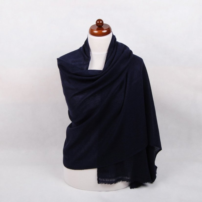 100% kašmírová šála velká černomodrá