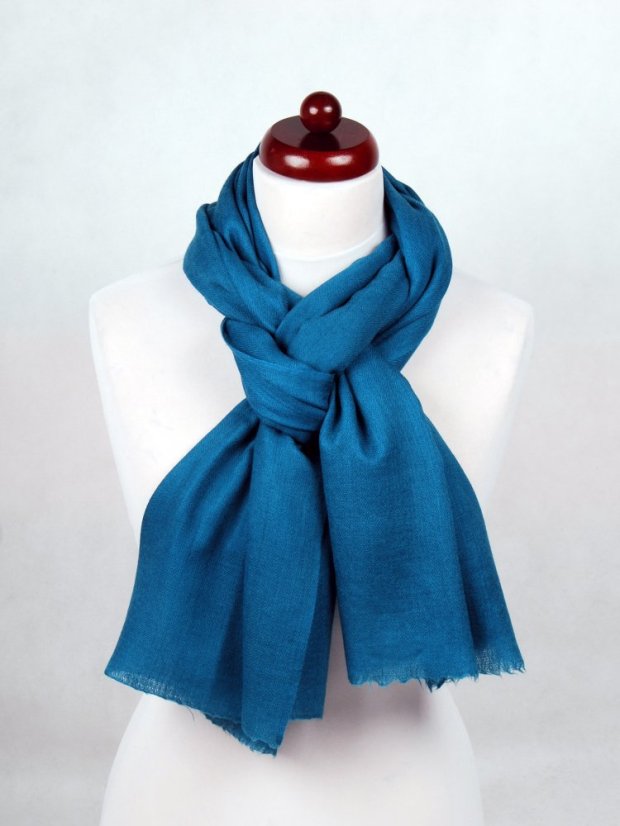 Pashmina-Wollschal Self türkisblau