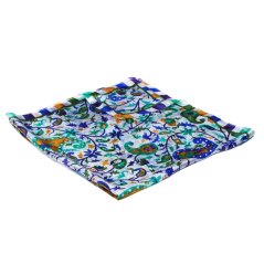 Hodvábna šatka s potlačou svetlozeleno-tmavomodro-zelená