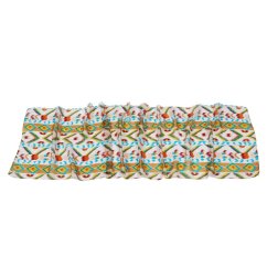 Hedvábná šála s potiskem se zlatou a tyrkysovou