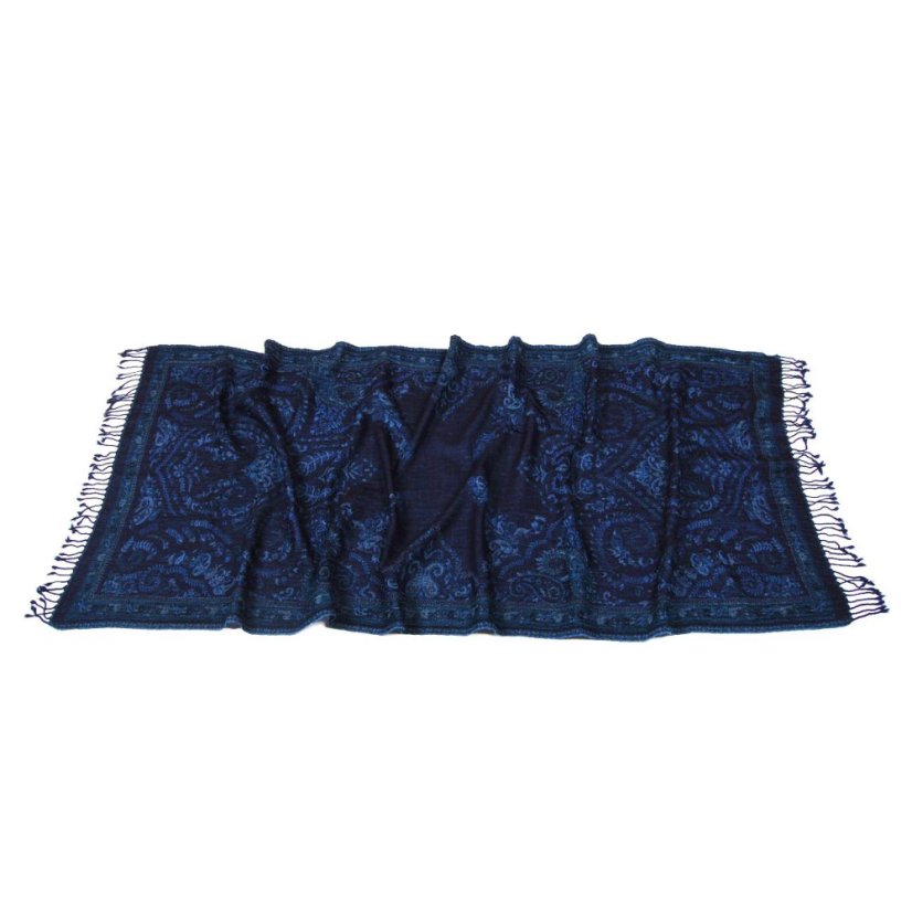 Šála z merino vlny Drolma tmavě modrá