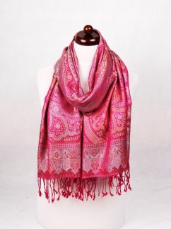 Hodvábny šál Super veľký Drolma vo farbe magenta