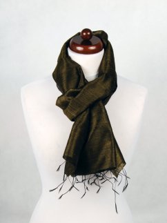 Šál zo surového hodvábu khaki