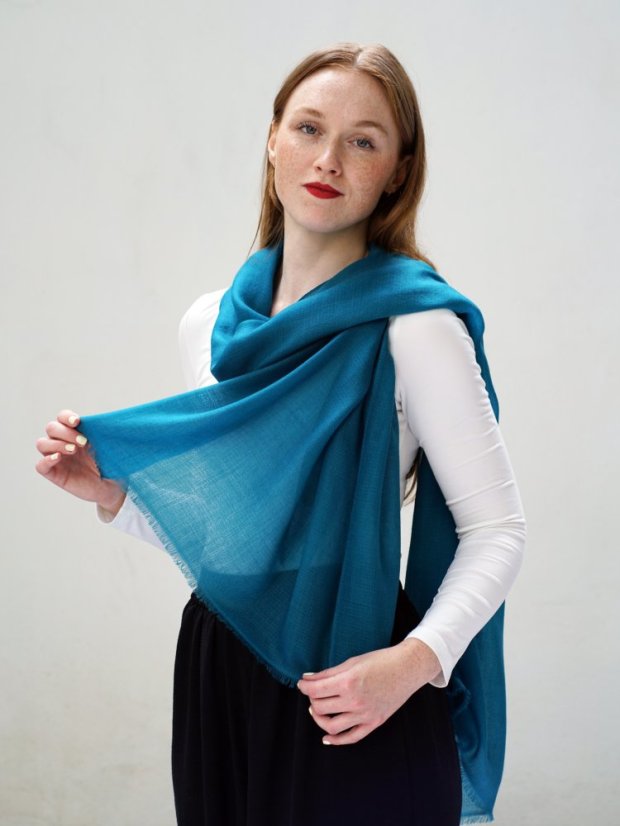 Ring-pashmina exklusiv in Petrol-Farbe