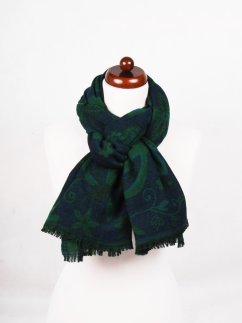 Šála z merino vlny tmavě modro-zelená