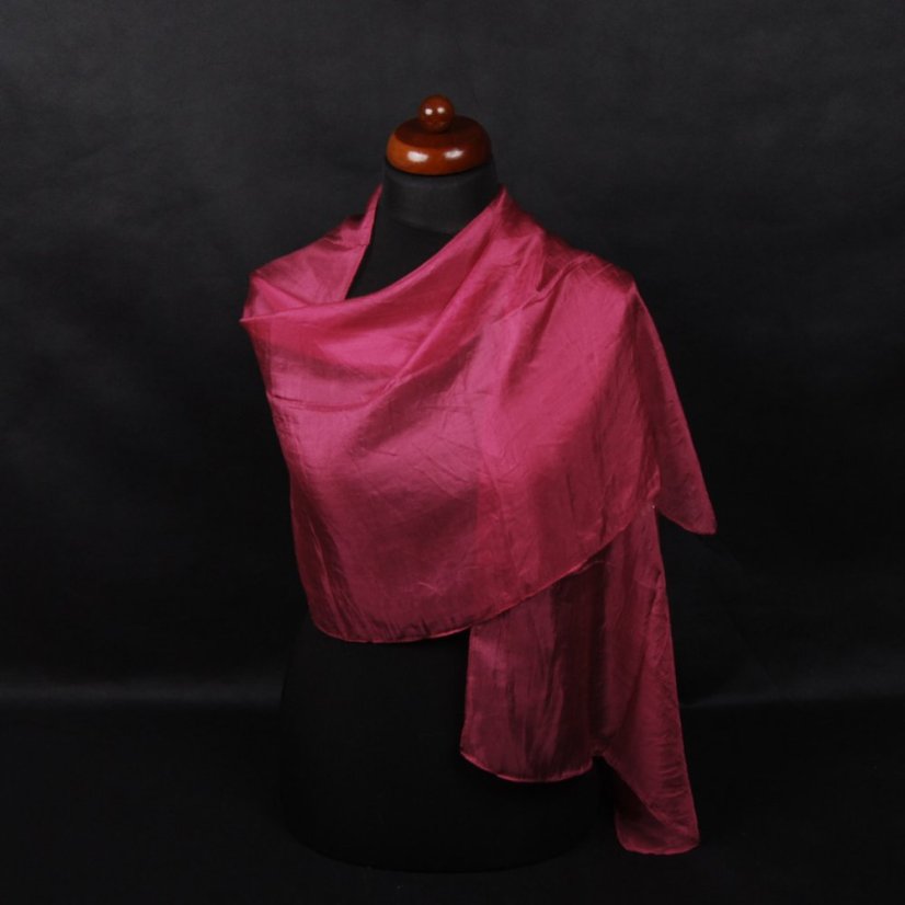 Hodvábny šál jednofarebný tmavoružový s nádychom do šedej farby