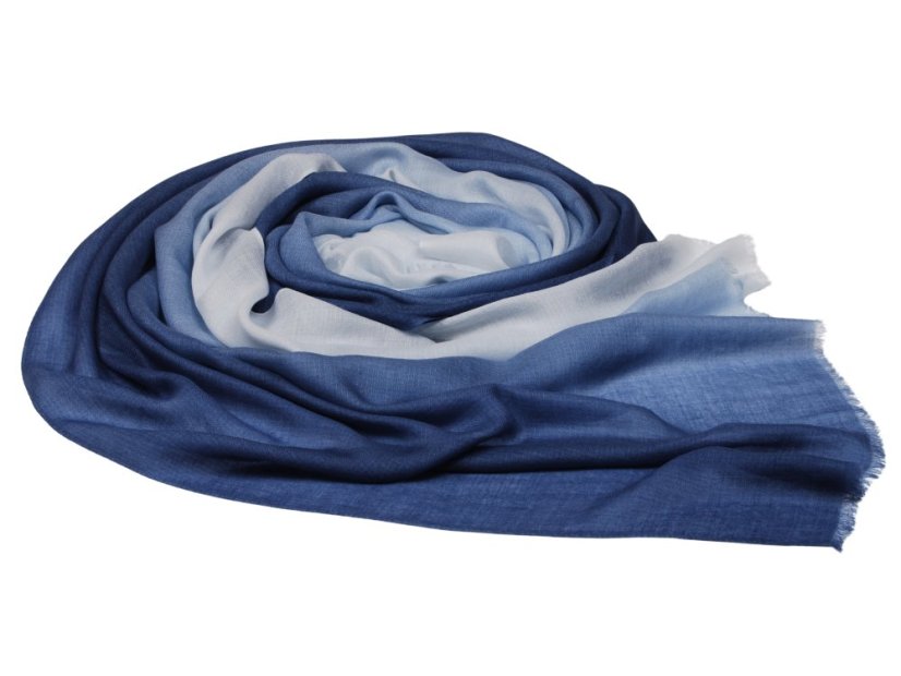 Prstienková pašmína exclusive ombré šedomodrá