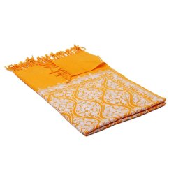 Kašmírsky vlnený šál Jate M tmavožltý s bielou farbou