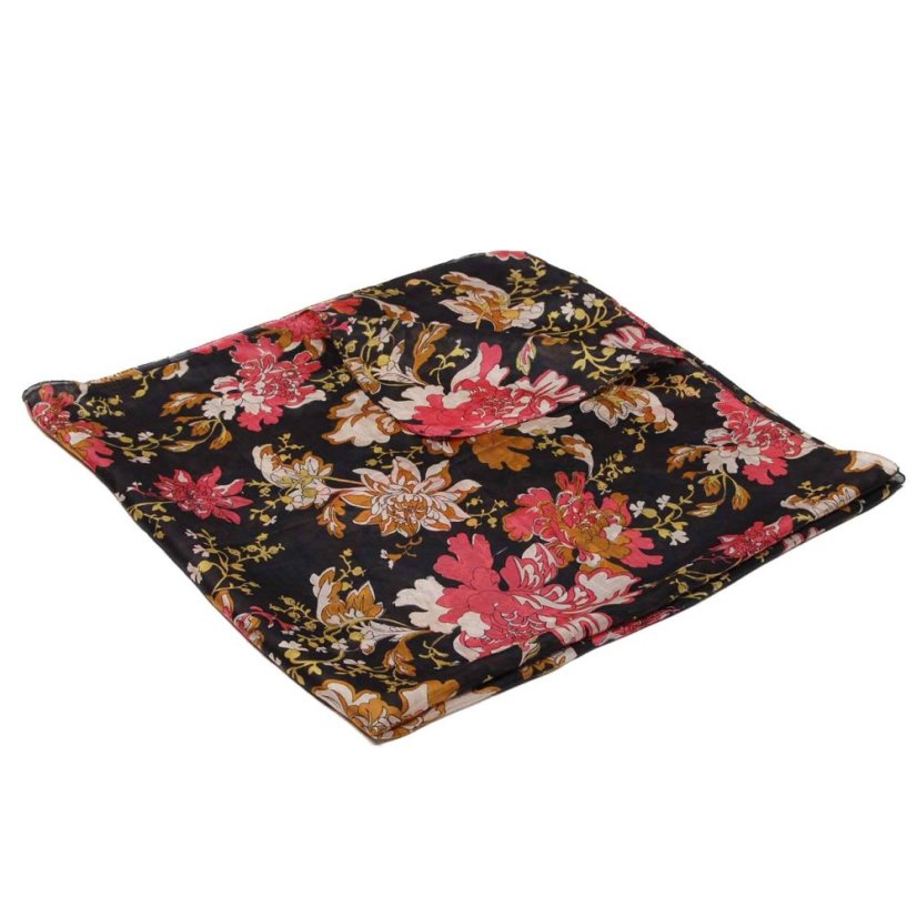 Seidentuch mit Aufdruck schwarz mit Rosa und Goldfarbe