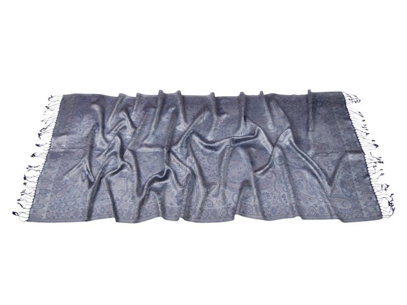 Hedvábná šála Super velká tmavě modro-stříbrná