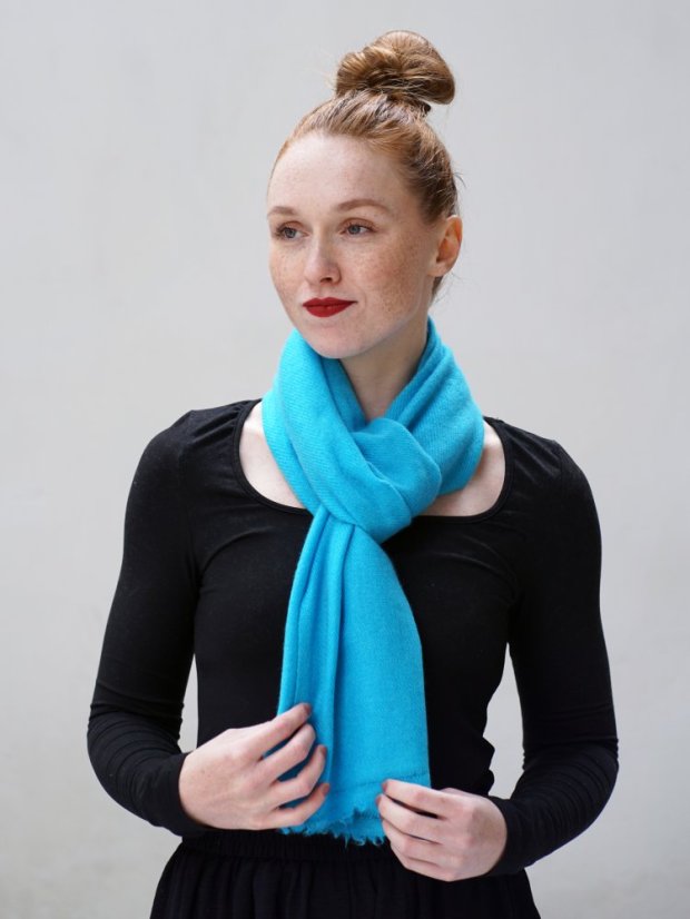 100% Kaschmirschal exklusiv schmal türkis