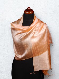 Šála ze surového hedvábí broskvová