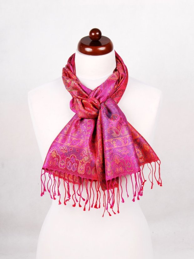 Hedvábná šála Super s fialovorůžovou