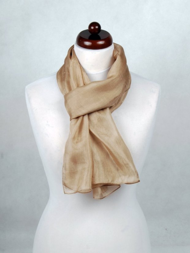 Hedvábná šála jednobarevná šedohnědá